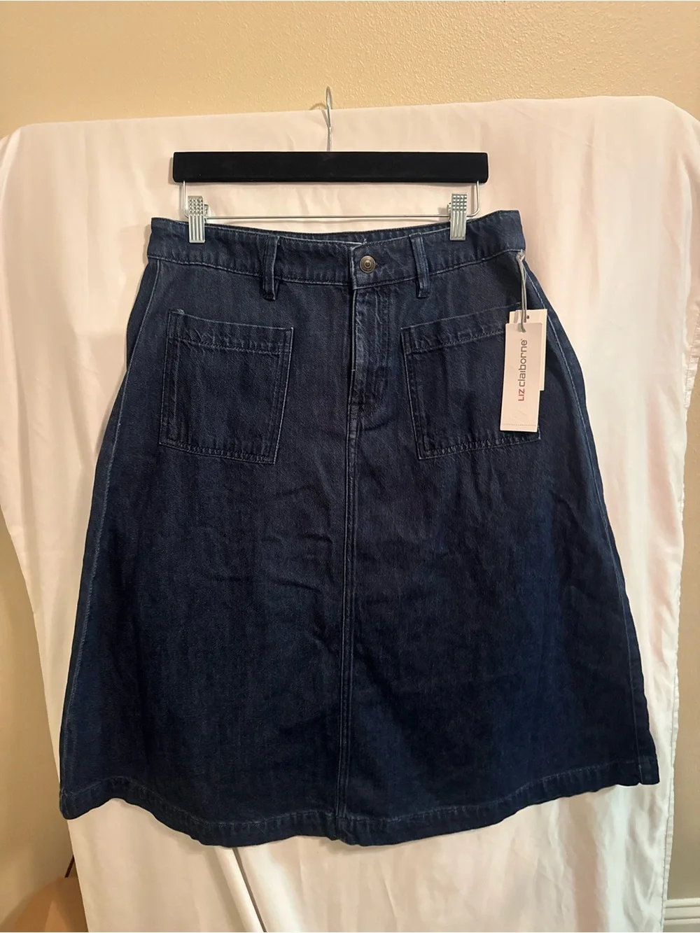 Liz Claiborne Denim Skirt A-Line Dark Wash Size 8 NWT